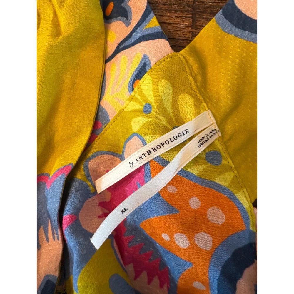 Anthropologie Piper Bandeau Mini Dress Women XL Mustard Floral Cutout - Picture 7 of 8